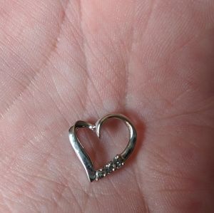 10K White Gold 3-Diamond Heart Pendant